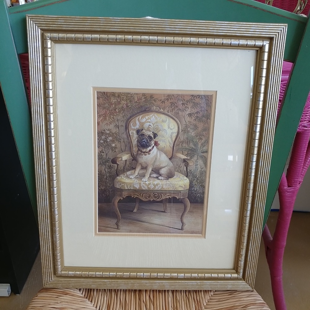 Elaine Vollherbst Chinoiserie Pug Dog Framed Print